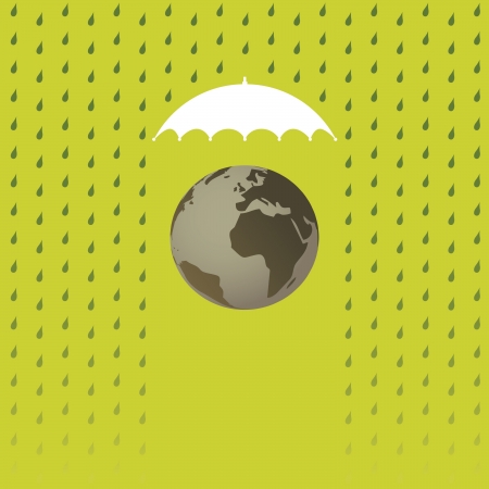 Planet Earth under umbrella - illustrationのイラスト素材