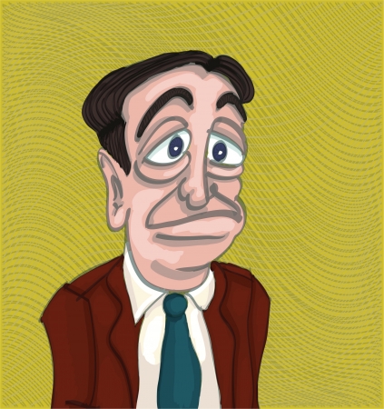 Sad man in suit - illustrationのイラスト素材