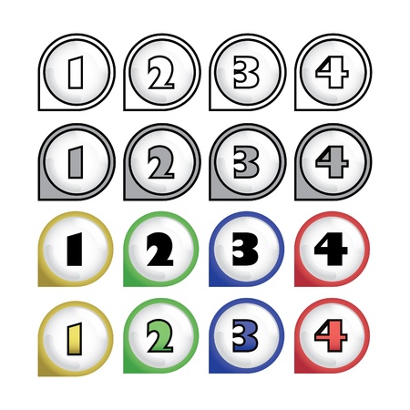rounded multicolor pointers with numbers - isolated illustrationのイラスト素材