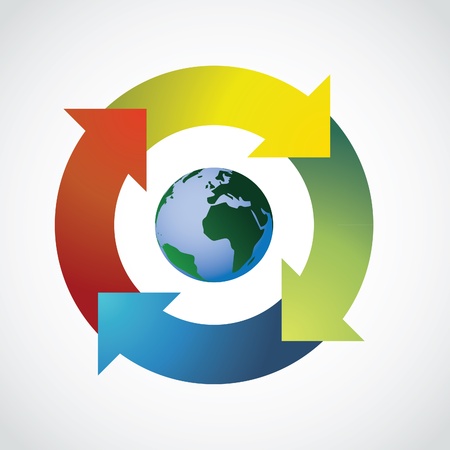 Planet Earth in arrow circle - illustrationのイラスト素材