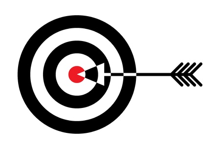 Target with red centre and arrow in the middle - illustrationのイラスト素材