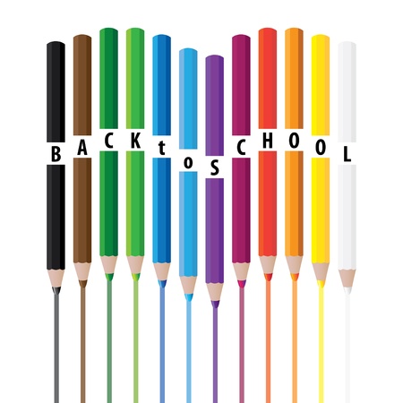 Drawing color pencils in wave -Back to school - illustrationのイラスト素材