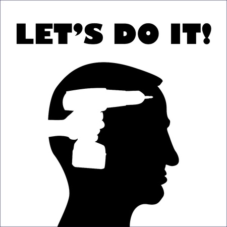 Head with aku screwdriver - illustrationのイラスト素材