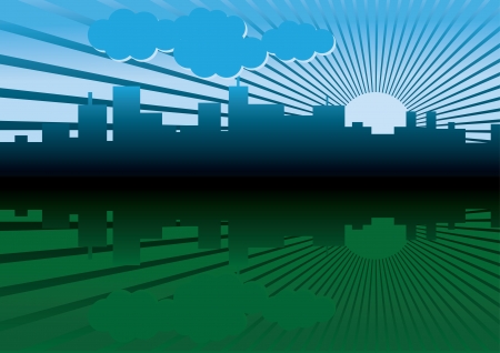 morning city panorama picture - illustrationのイラスト素材