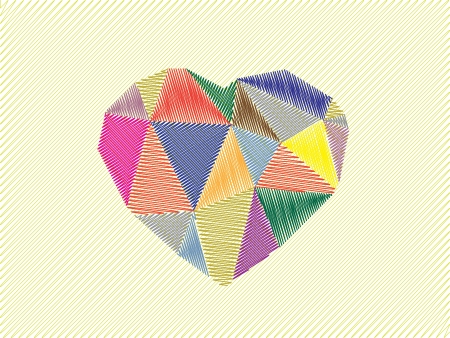 diamond heart sketch illustration, cardのイラスト素材