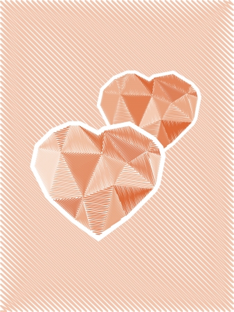 diamond heart sketch illustration, cardのイラスト素材