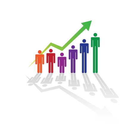 Grownin people in graph concept, illustrationのイラスト素材