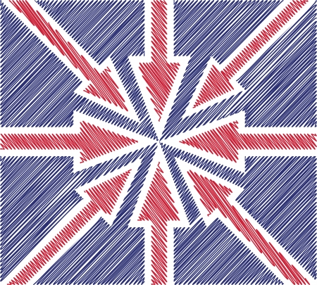abstract UK flag created from red arrowsのイラスト素材