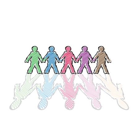 color human figures in row - illustrationのイラスト素材