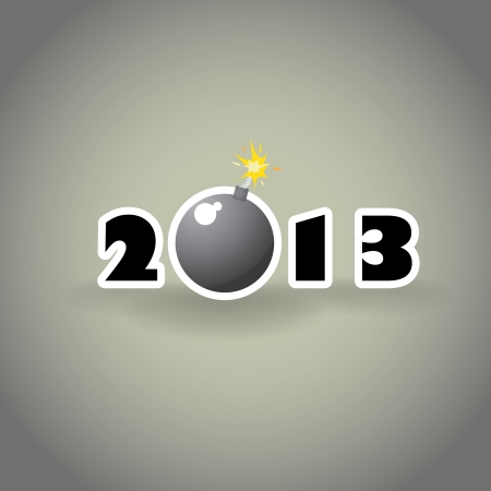 2013 concept with exploding planet Earth as bomb, illustrationのイラスト素材