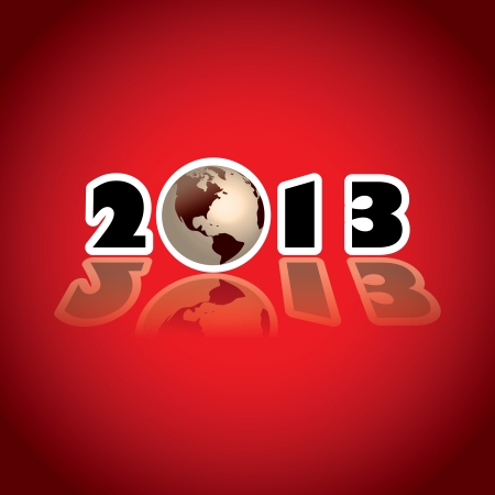 2013 concept with planet Earth, illustrationのイラスト素材