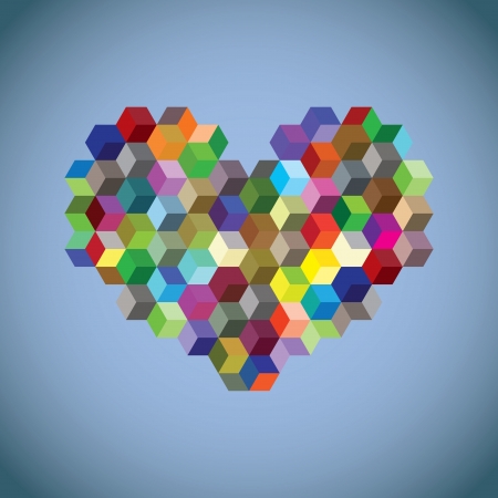 Abstract heart symbol created from cubes - illustrationのイラスト素材