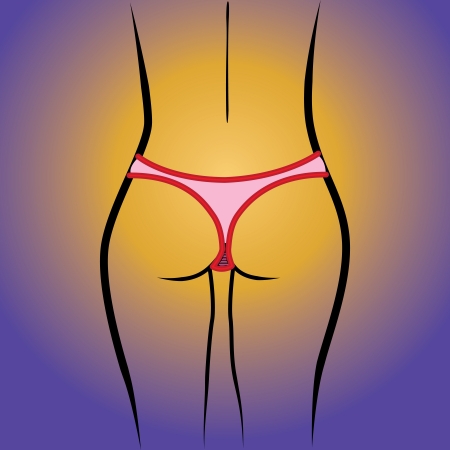 beauty woman back in thong panties - realistic illustrationのイラスト素材