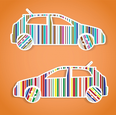 cars as color barcode, isolated illustrationのイラスト素材