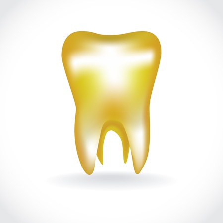 isolated golden human tooth - illustrationのイラスト素材