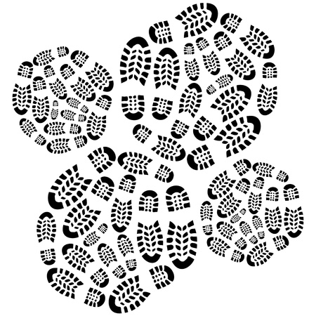 concentric radials of footprints - isolated illustrationのイラスト素材