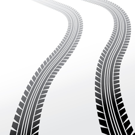 wheels track on light background, illustrationのイラスト素材