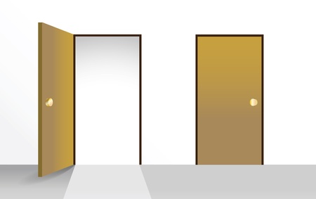 Set of open and closed doors - illustrationのイラスト素材