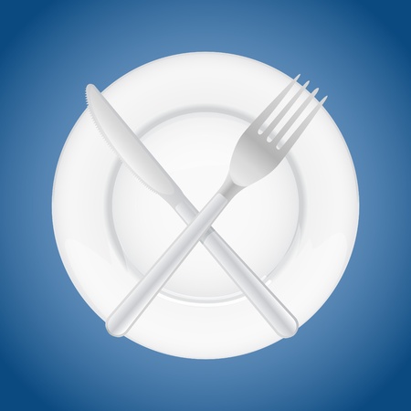 fork crossing knife on plate - illustrationのイラスト素材