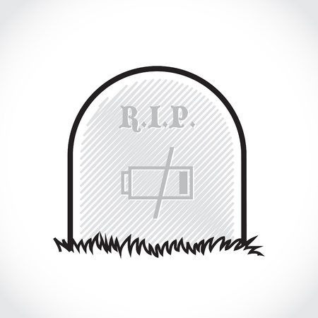 Gravestone, rest in peace, dead battery - illustrationのイラスト素材