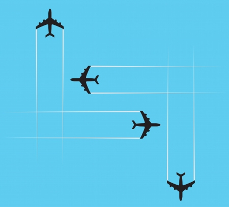 Airplanes on the sky - illustrationのイラスト素材