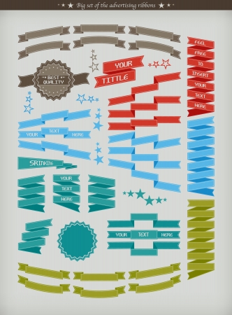 The big set of colorful advertising ribbons - illustrationのイラスト素材