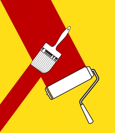 Brush and roller applying color - illustrationのイラスト素材