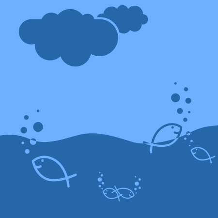 Fishes in the water - illustrationのイラスト素材