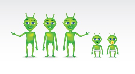 Set of extraterrestrial characters, illustration