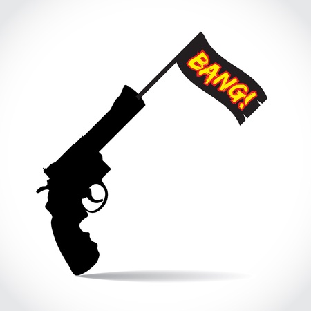 Firing gun with the Bang flagのイラスト素材