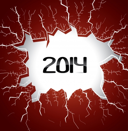 light hole with cracks with year 2014, illustrationのイラスト素材