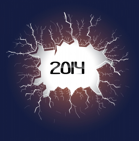 light hole with cracks with year 2014, illustrationのイラスト素材