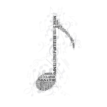 Music note created from words - illustrationのイラスト素材