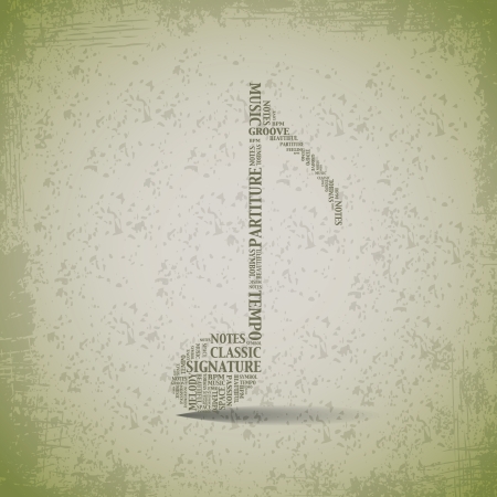 Music note created from words - illustrationのイラスト素材