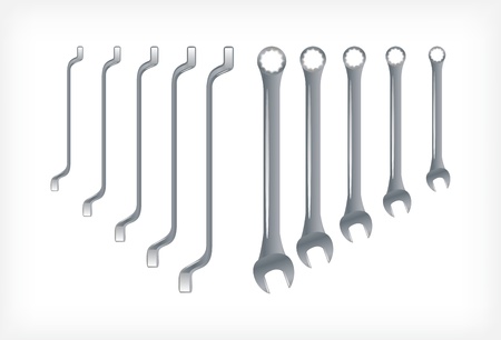Set of stainless steel spanners - illustrationのイラスト素材