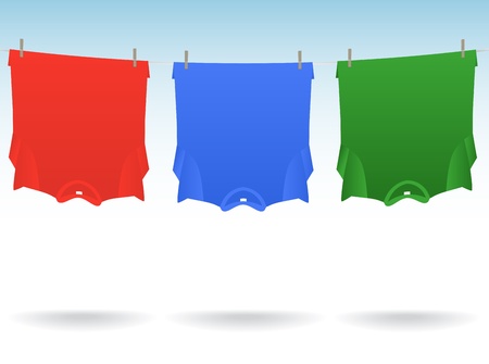 T-Shirts on the clothesline - illustrationのイラスト素材