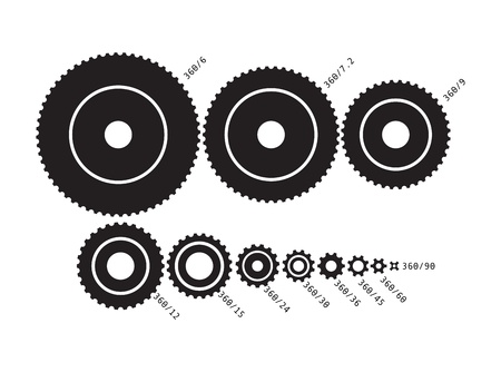 Cog wheels, set of different sizes and description - illustrationのイラスト素材