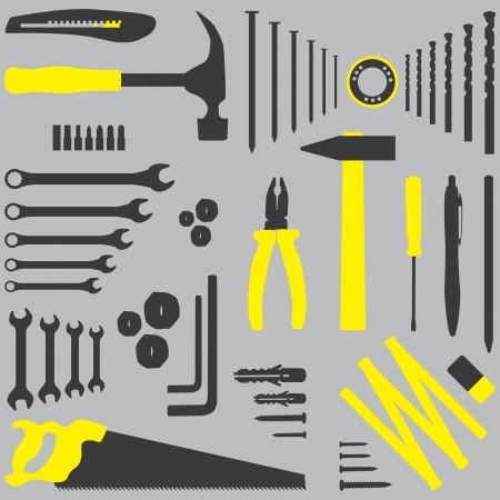 Isolated silhouette illustration of DIY toolのイラスト素材