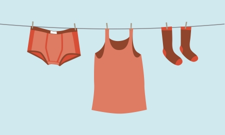 Men's underwear on a clothesline, fix by pegs - illustrationのイラスト素材