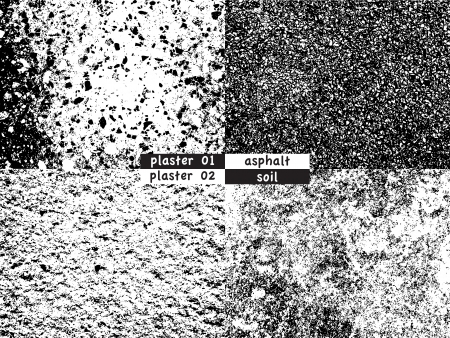 Set of grunge backrounds - plasters, asphalt and soilのイラスト素材