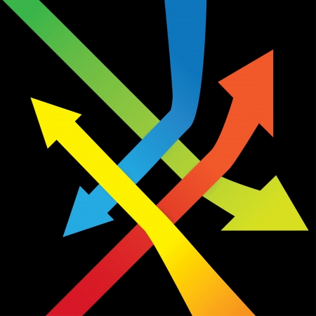 Set of bended arrows, cut of from paper, showing different directions - illustrationのイラスト素材