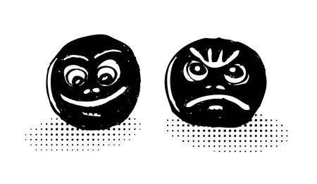 Grunge theatre masks lucky and sad, with halftone shadowsのイラスト素材