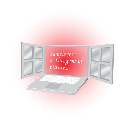 Laptop with open screen and copyspace - illustrationのイラスト素材