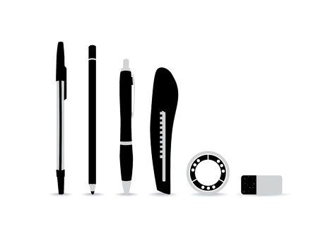 pen pencil cutter eraser and tape - illustration
のイラスト素材