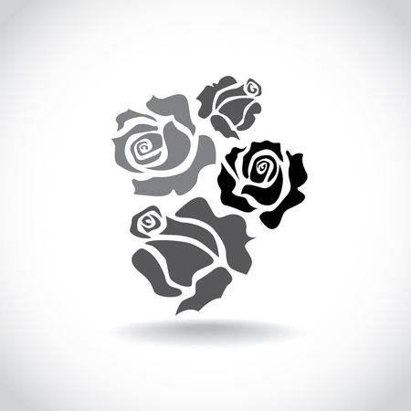 Four isolated roses - sketch illustrationのイラスト素材