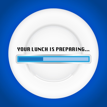 Empty plate waiting for a lunch, with progress bar - illustrationのイラスト素材