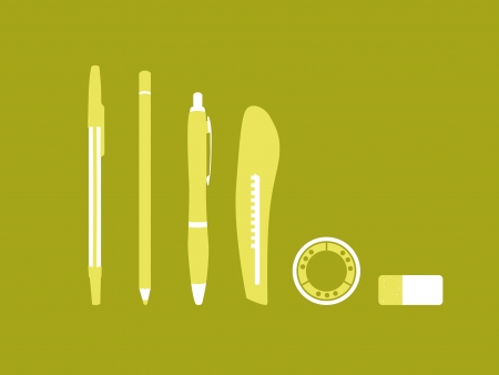 pen pencil cutter eraser and tape - illustrationのイラスト素材