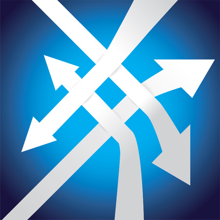 Set of bended arrows, cut of from paper, showing different directions - illustrationのイラスト素材