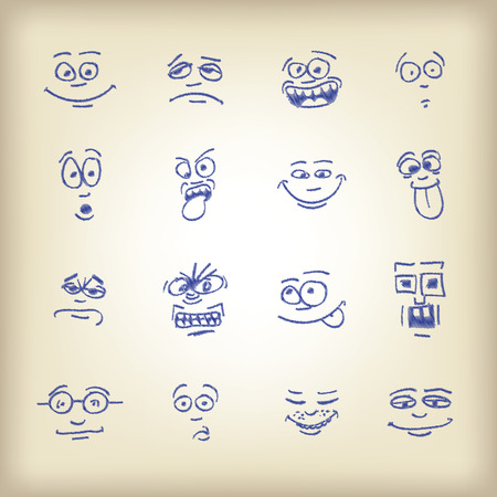 Emoticons - sketch on an old paperのイラスト素材