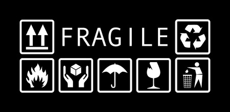 fragile symbol black and white - illustrationのイラスト素材